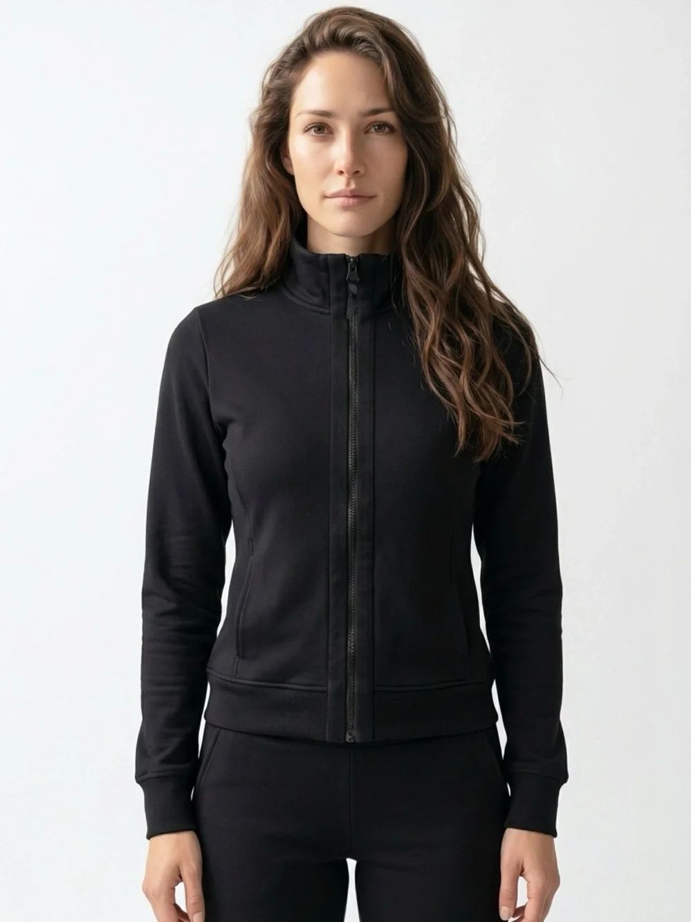 VICTORIA SPORT | Black Full Zip Mock Neck Athletic Jacket Women’s Size Medium